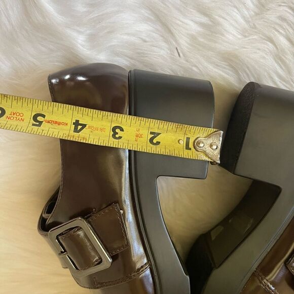 Herstyle Rosaliba Brown patent platform 2”block heels shoes side buckle … - Picture 6 of 13